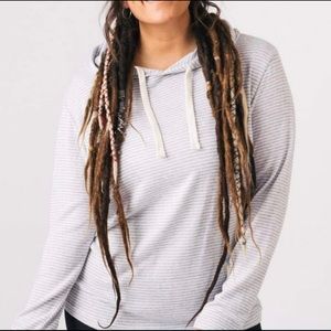 ZYIA Gray Stripe Lounge Boyfriend Hoodie